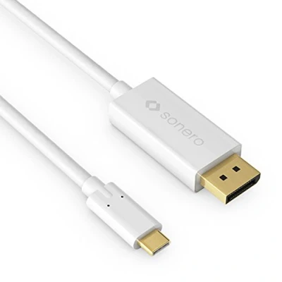 Obrázek Sonero UCC010 010 USB C na HDMI 2.0 Kabel, 4 K @ HZ s 18 Gbps, 3.1, staré móda, Thunbergia Derbo Ltandere Plochý, 1,0 M Černá, bílá
