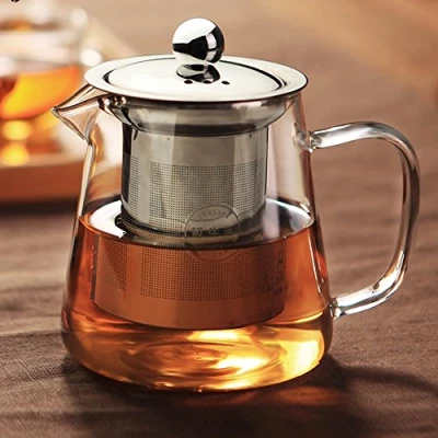 Obrázek TAMUME Glas Teekanne mit Edelstahl Sieb für Einfach Gießen (500ML)