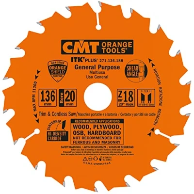 Obrázek CMT ORANGE TOOLS 271.136.18H KREISSÄGEBLATT (ULTRA ITK) 160X1.5X20 Z=18