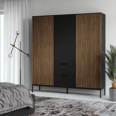 Obrázek Meorati 185 skříň Černá/Dub artisan Materiál / Dekor: Černý mat, Dub