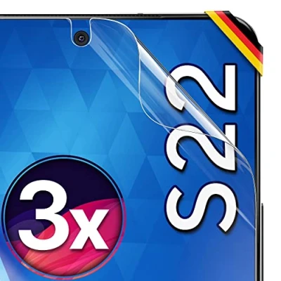 Obrázek UTECTION 3X ochranná fólie pro Samsung Galaxy S22 otisky prstů kompatibilní prémiová BEZ skla vhodná pouzdra odolná proti poškrábání na displej Ultra Clear ochrana