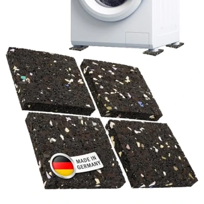 Obrázek ECENCE tlumič vibrací jako podložka pod pračku 4X, sušička, protiskluzové rohože 10 x 1,5 cm černá antivibrační podložka, Made in Germany