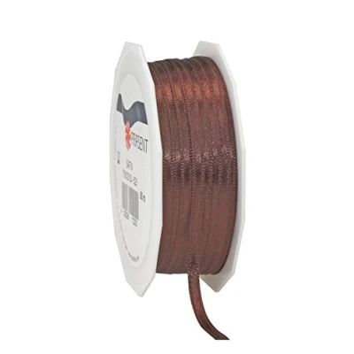 Obrázek PRÄSENT C.E. Pattberg Satin Espresso, 50 m Satinband zum Einpacken von Geschenken, 3 mm Breite, Geschenkband Dekorieren &amp; Basteln, Dekoband, Anlass
