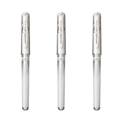 Obrázek Uni Ball Mitsubishi Pencil 3 kuličkové pero, gelový inkoust Signo Broad bílý hrot 1 mm široké písmo kreativní váleček na karty a záliby
