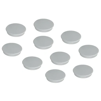 Obrázek FRANKEN Kulaté magnety, 10 kusů, vysoce kvalitní přilnavé magnety do kanceláře, domácnosti, dílny, ideální pro bílé tabule, lednice, tabule nebo výstavní boxy, 32 mm, šedé, HM30 12