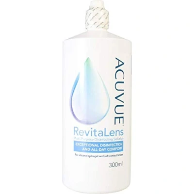 Obrázek ACUVUE RevitaLens MPDS prostředek pro péči a čistič měkkých kontaktních čoček působí více než 16 hodin výhodné balení 1 x 300 ml + nádoba