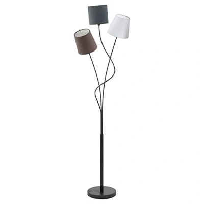 Obrázek EGLO stojací lampa Maronda, se 3 žárovkami, z oceli a látky, barva: černá, antracitová, bílá, hnědá, objímka: E14, vč. stupacího spínače, 27. 5 x 3, 152 cm