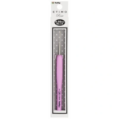 Obrázek Tulip TEL 14E Crochet Hook, ocel, růžová, velikost 14 (0,5 mm)