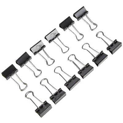 Obrázek Wedo 6421419 Foldback svorky, lakovaný kov odnímatelné ramínko, silná pružina, 19 mm, 12 kusů, černá/stříbrná