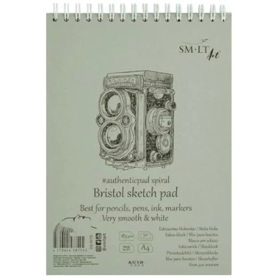 Obrázek SM.LT eb 360 50TS Authentic Line A4 Náčrtník svorkovnice A hladké Bristol Papír, 50 listů, s perforací, Recyklované objektiv, dvojitým spirála, 185 GSM obzvlášť Bílá