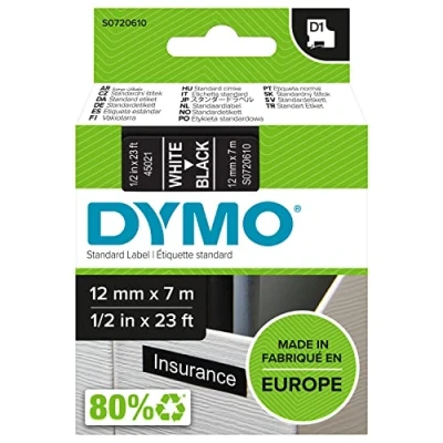 Obrázek Dymo S0720770 D1 etikety (samolepicí, pro tiskárnu LabelManager, role 6 mm x 7 m), černá na průhledné.