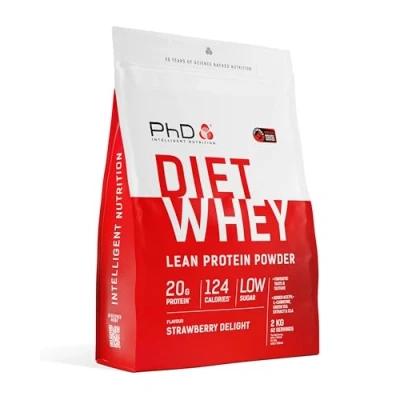 Obrázek PhD Nutrition Diet Whey Protein prášek 2 kg příchuť jahodového dortu, nízkokalorický vysokoproteinový proteinový pro dietu Podpora 16 g bílkovin v jedné porci