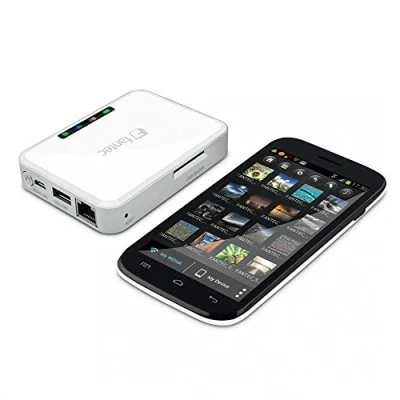 Obrázek Fantec MWiD25 DS Mobile Wi Fi Docking Station (RJ45 A USB 2.0 Host Ethernet, SD karty slot, Interní baterie, akumulátor, Kopi Erfu funkce, Více pro platforma Android, iOS, Windows, Mac OS, Linux) Bílá