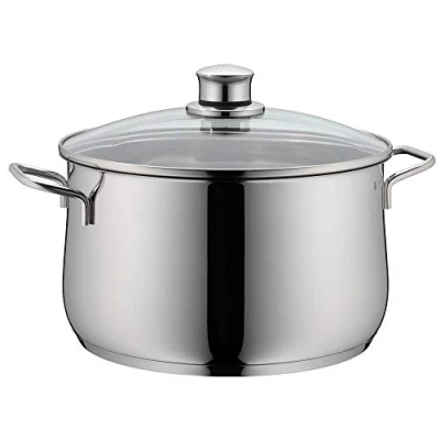 Obrázek WMF Diadem Plus kastrol indukční vysoký 24 cm, hrnec 6,5 l, skleněné víko, leštěná nerezová ocel Cromargan, bez povrchové úpravy