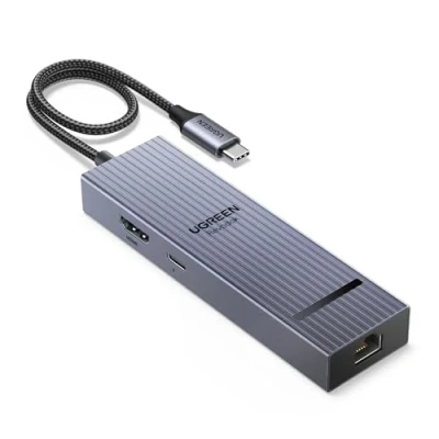Obrázek UGREEN Revodok Pro 10Gbps USB C hub HDMI 4K@60Hz Ethernet adaptér se 2*USB A 3. 2 &amp; PD 100 W kompatibilní s iPhone 16, iPad Pro/Air, MacBook Galaxy S24, Steam Deck atd.
