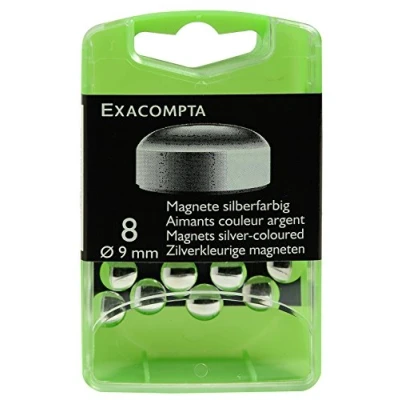 Obrázek Exacompta 10913E balení 8 ks magnety Ø 9 mm stříbrné v plastovém boxu magnetická síla 120 g