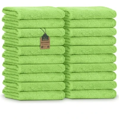 Obrázek NatureMark Ručníky pro hosty balení 20 ks (30 x 50 cm), 100% bavlna, certifikováno Öko Tex, měkké, savé a snadno udržovatelné do koupelny, wellness jablko zelené