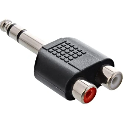 Obrázek InLine 99323 audio adaptér, 6,3 mm jack konektor na 2x zdířka Cinch zdířka, Stereo, 1 kus