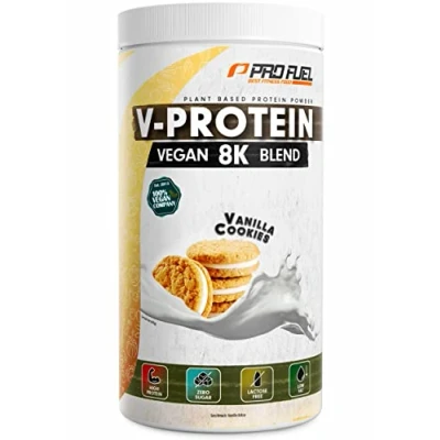 Obrázek Vegan Protein VANILLE V 8K Blend neuvěřitelně lahodný a krémový s proteiny ze slunečnice, rýže, hrášku, konopí, dýně atd. rostlinný proteinový prášek 80 % bílkovinami