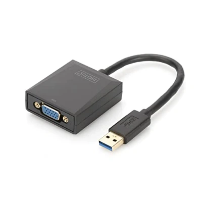 Obrázek DIGITUS USB 3. 0 grafický adaptér, A na VGA, Full HD, 1920 x 1080 pixelů, plast, černý