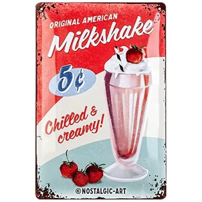 Obrázek Nostalgic Art Retro plechový štítek, 20 x 30 cm, milkshake nápad na dárek pro fanoušky dinosaurů, z kovu, vintage design