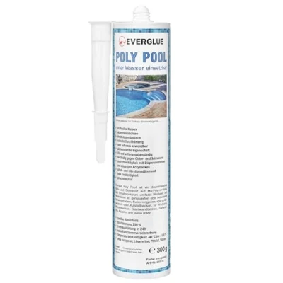 Obrázek Everglue Montážní lepidlo Poly Pool 1K MS Polymer pro lepení a utěsnění, použitelné pod vodou, bez silikonu, odolné vůči UV záření, zůstává trvale elastické průhledné