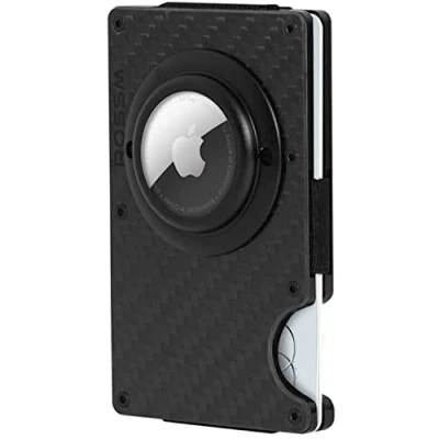 Obrázek ROSSM Airtag Geldbörse Herren mit RFID Schutz Kartenetui aus Kohlefaser und Metall Geldklammer Gummiband Geldbeutel Slim Wallet for Men