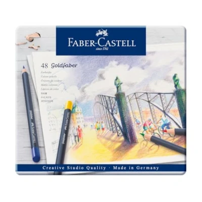 Obrázek FABER CASTELL 114748 barevné pastelky s permanentní náplní na olejovou křídu, zlatá faber, sada 48 ks