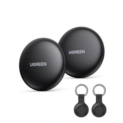 Obrázek UGREEN FineTrack Mini kompatibilní s Apple Find My (pouze iOS), 18měsíční vyměnitelná baterie, Smarttag 80dB pípnutím, Bluetooth tracker pro batoh, klíče, kufr, cestovní pasy (balení 2 ks)
