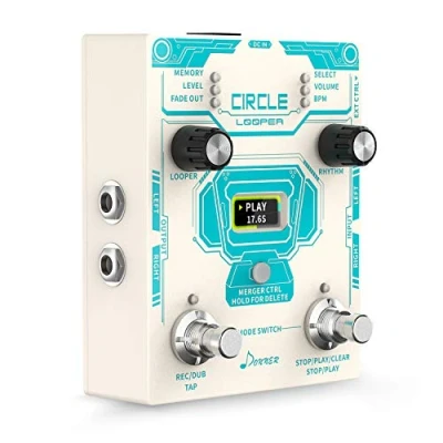 Obrázek Donner Circle Looper Pedal, Stereo Guitar 40 Slots 160 mins Loop Pedal with Drum Machine 100 Grooves, Tap Tempo, Fade Out