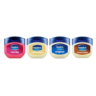 Obrázek Vaseline Lip Therapy Hydratační balzám na rty 4dílná sada růžový, krémový brulée, originál, Cocoa máslo (balzám sada)