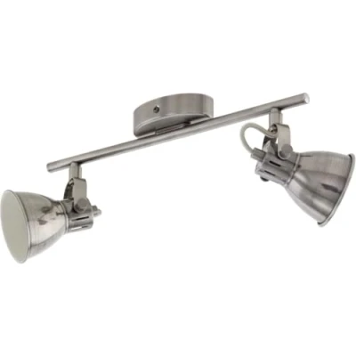 Obrázek EGLO LED stropní svítidlo Seras, 2 plamenné industriální, zářič z kovu, lampa do obývacího pokoje v antickém niklu, chodby, bodová světla vč. žárovky GU10, teplá bílá