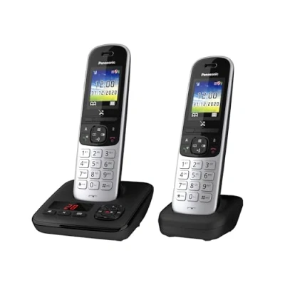 Obrázek Panasonic KX TGH722GS bezdrátový telefon Duo se záznamníkem hovorů (DECT telefon, nízký vyzařování, barevný displej, zámek volání, hands free) černý
