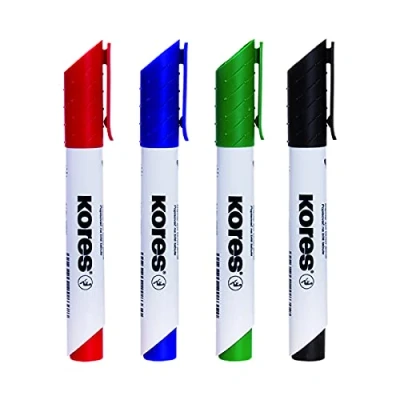 Obrázek Kores Whiteboard Marker sada 3 5 mm hrot, Černá/modrá/červená/zelená