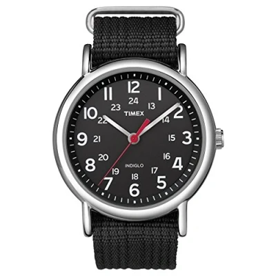 Obrázek Timex Weekender unisex quartzové hodinky s analogovým displejem a nylonovým páskem, černá/černá, Pásek