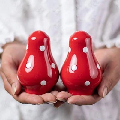 Obrázek City to Cottage® Salzstreuer und Pfefferstreuer Set Rot Weiß Polka Dots Handgemacht Salz Pfeffer Streuer Keramik Geschirr