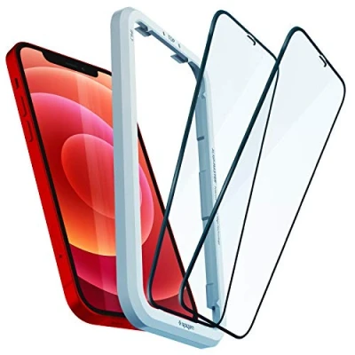 Obrázek Spigen Ochranná fólie AlignMaster kompatibilní s iPhone 12, 12 Pro, 2 kusy, plné zakrytí, odolná proti poškrábání, tvrdosti 9H