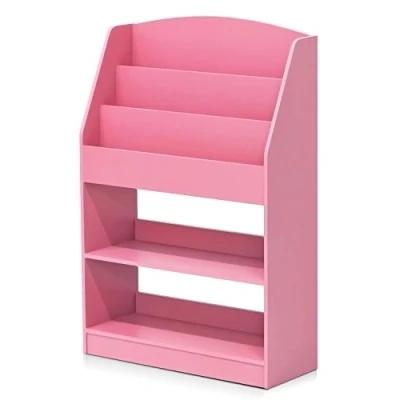 Obrázek Furinno Magazin/Bücherregal mit Aufbewahrungsfächern für Kinder, holz, Rosa, 24 x 62.41 94 cm