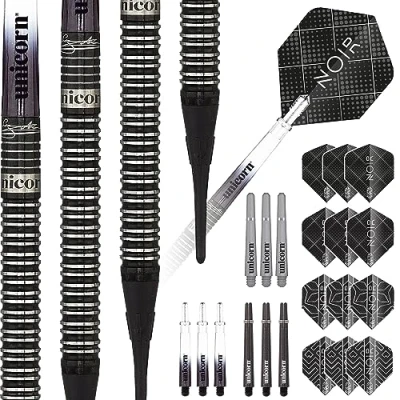 Obrázek Šipky Noir od Unicorn Gary Anderson 70 procent šipky s měkkým hrotem, černé, 18 g