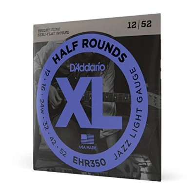 Obrázek D&#039;Addario struny pro elektrické kytary na kytaru E kytara elektrickou EHR350 XL jazz sada strun 0,03 cm 0,132 (012 052 palců)
