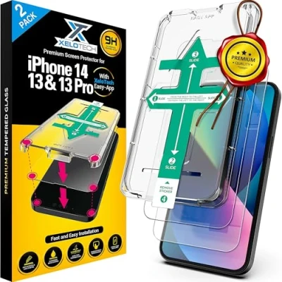 Obrázek XeloTech Full Cover ochranné sklo Pro iPhone 14 a 13/13 se šablonou Easy App temperované fólie z tvrzeného skla