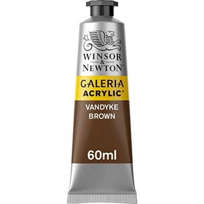 Obrázek Winsor &amp; Newton Akrylová barva Galeria 2120676, vysoká pigmentace, stálobarevná, máslová konzistence, 60 ml tuba Vandyke hnědá