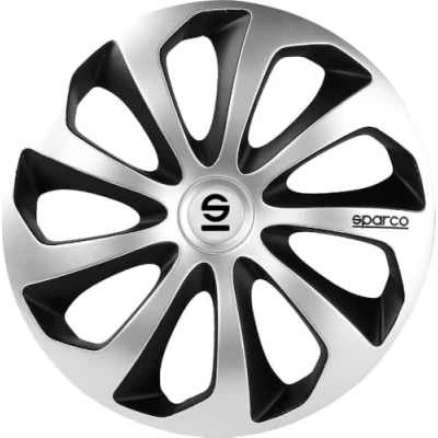 Obrázek Ozdobné kryty kol Sicilia od Sparco, 4 kusy, stříbrná/černá