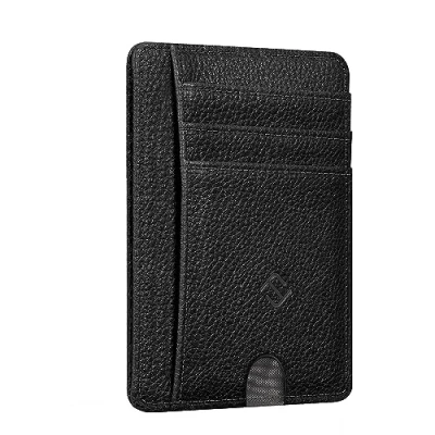 Obrázek Fintie Plochá Peněženka Pouzdro na karty, prémiová umělá kůže RFID Blocker Slim kreditní karty s okénkem ID A přihrádkou pro rychlý přístup muže ženy,, černá, Neformální
