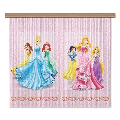 Obrázek AG Design Disney Princezny Polyester Závěsy Dětský pokoj 180 x 160 cm Záclony 1 jednotka FCSXL 4372