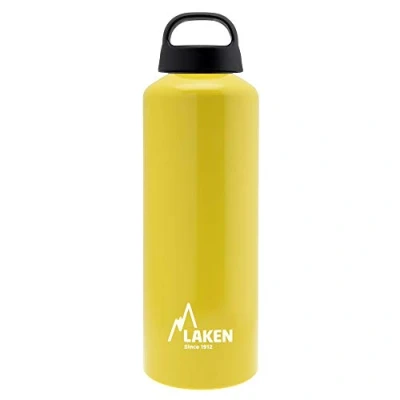 Obrázek Laken hliníková láhev na pití Classic s širokým otvorem, šroubovací víčko poutkem, bez BPA, pití, 750 ml, žlutá