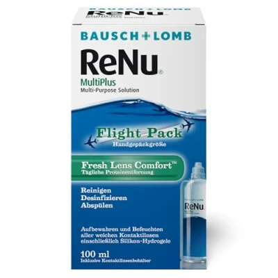 Obrázek Bausch + Lomb ReNu MultiPlus kombinovaný roztok s odstraňovačem proteinů čistič kontaktních čoček, úložné řešení pro měkké čočky, cestovní sada, 100 ml