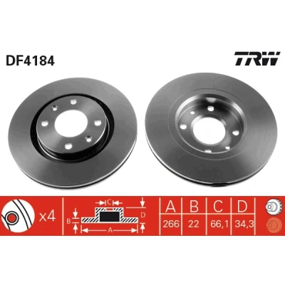 Obrázek Brzdový kotouč TRW DF4184