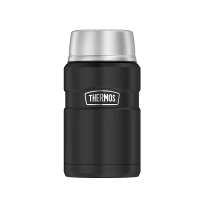 Obrázek Thermos STAINLESS KING FOOD JAR 0,71l, black mat, termoska z ušlechtilé oceli, 14 h horká / 24 studená, absolutně těsná na polévku, müsli, hrnce, termonádoba jídlo velká, lze mýt v myčce