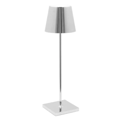 Obrázek Zafferano Poldina Pro bezdrátová LED stolní lampa nabíjecí stmívatelná dotyková baterie s galvanickým povrchem barevná 2700 3000 K hliník H38 (lesklý chrom)